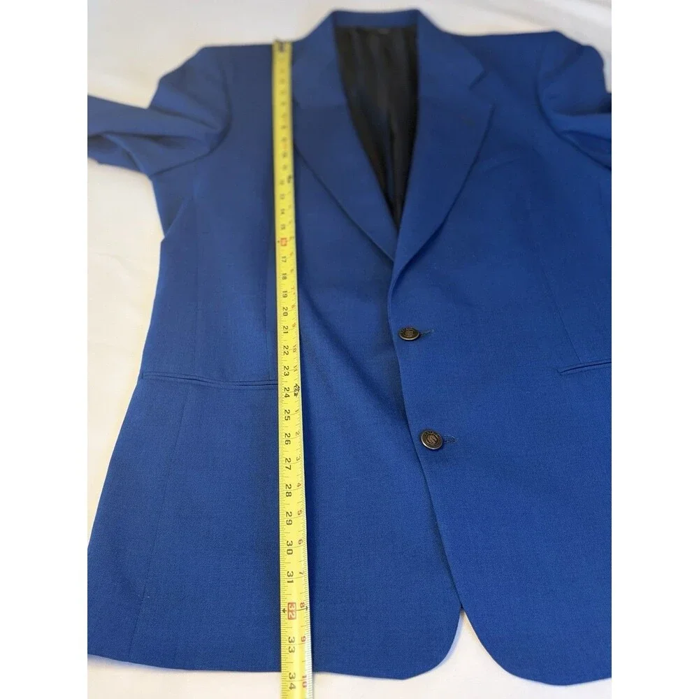 VTG PIERRE CARDIN Blazer Men 44 Royal Blue Single Breasted 2 Button Gold Accent